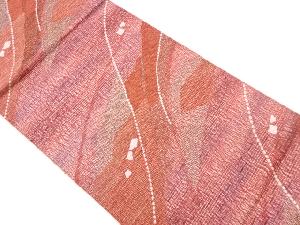 本場筑前博多すくい織曲線に抽象模様織出し名古屋帯